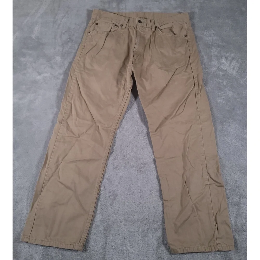 Levi's 505 Jean Mens 36x29 (Fits 34x29) Tan Straight Leg Cotton Denim‎ Pants